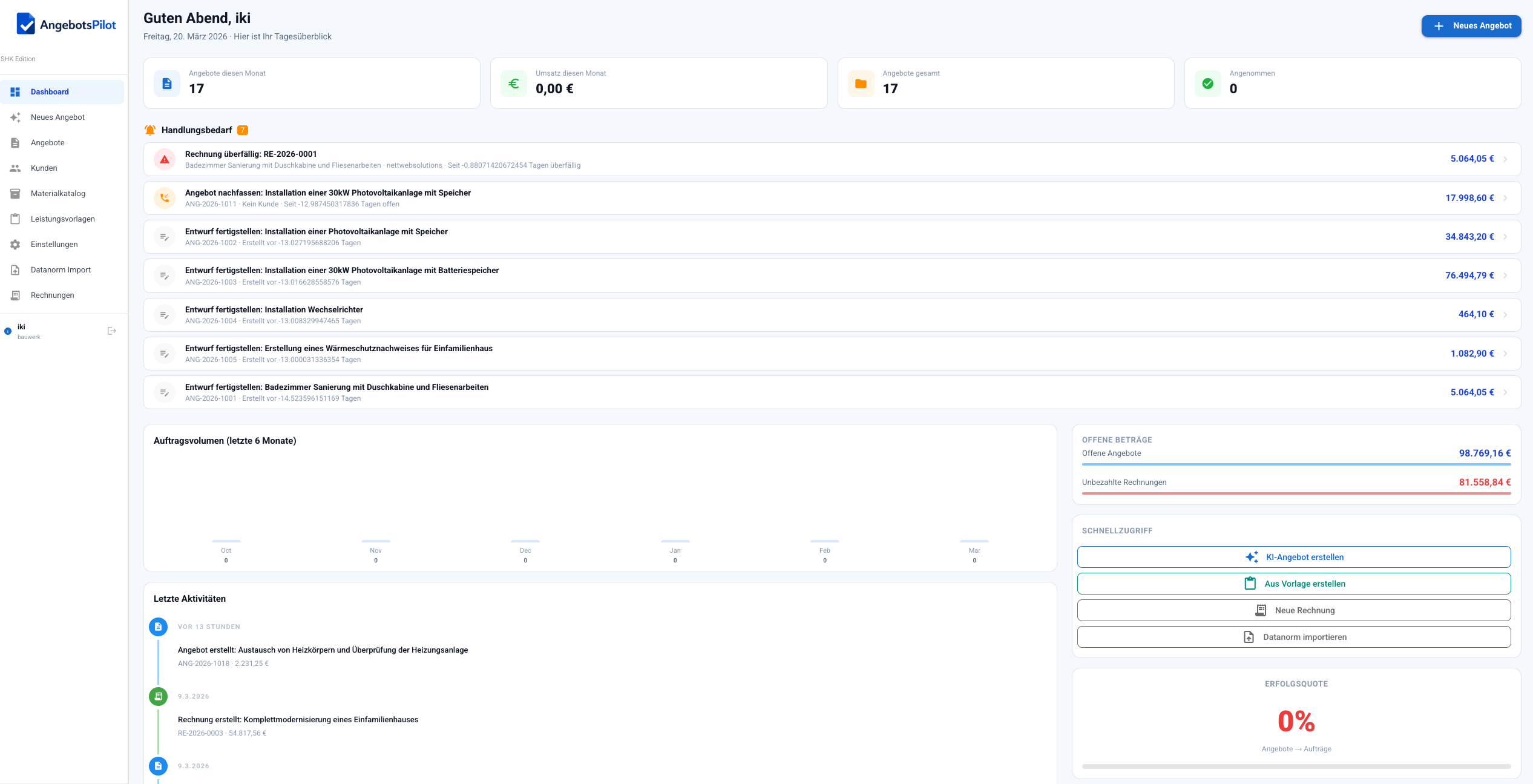 AngebotsPilot Dashboard
